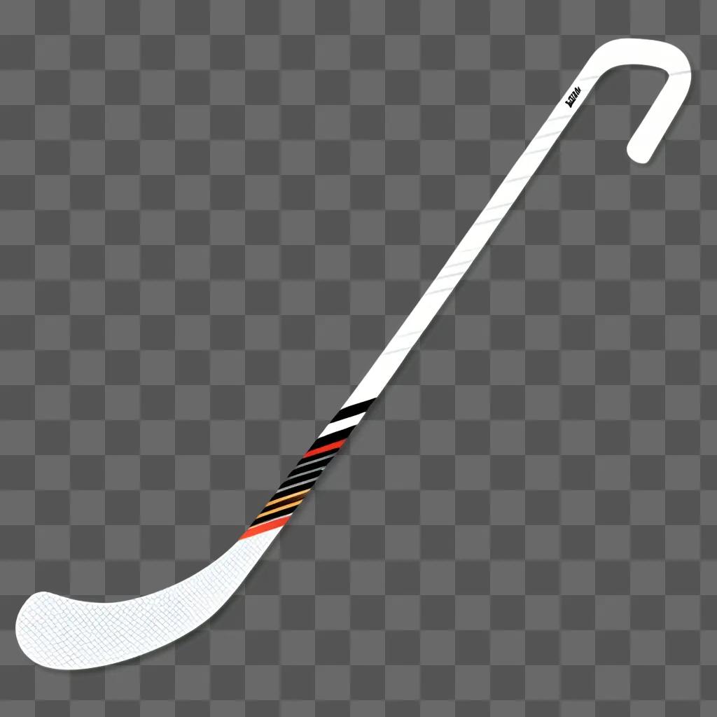 Hockey stick clipart shows a white, black, and orange hockey stick