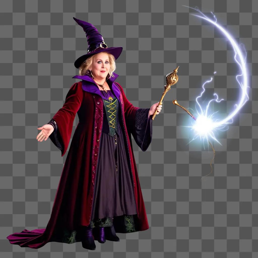 Hocus Pocus Witch in a Red Coat and Cape