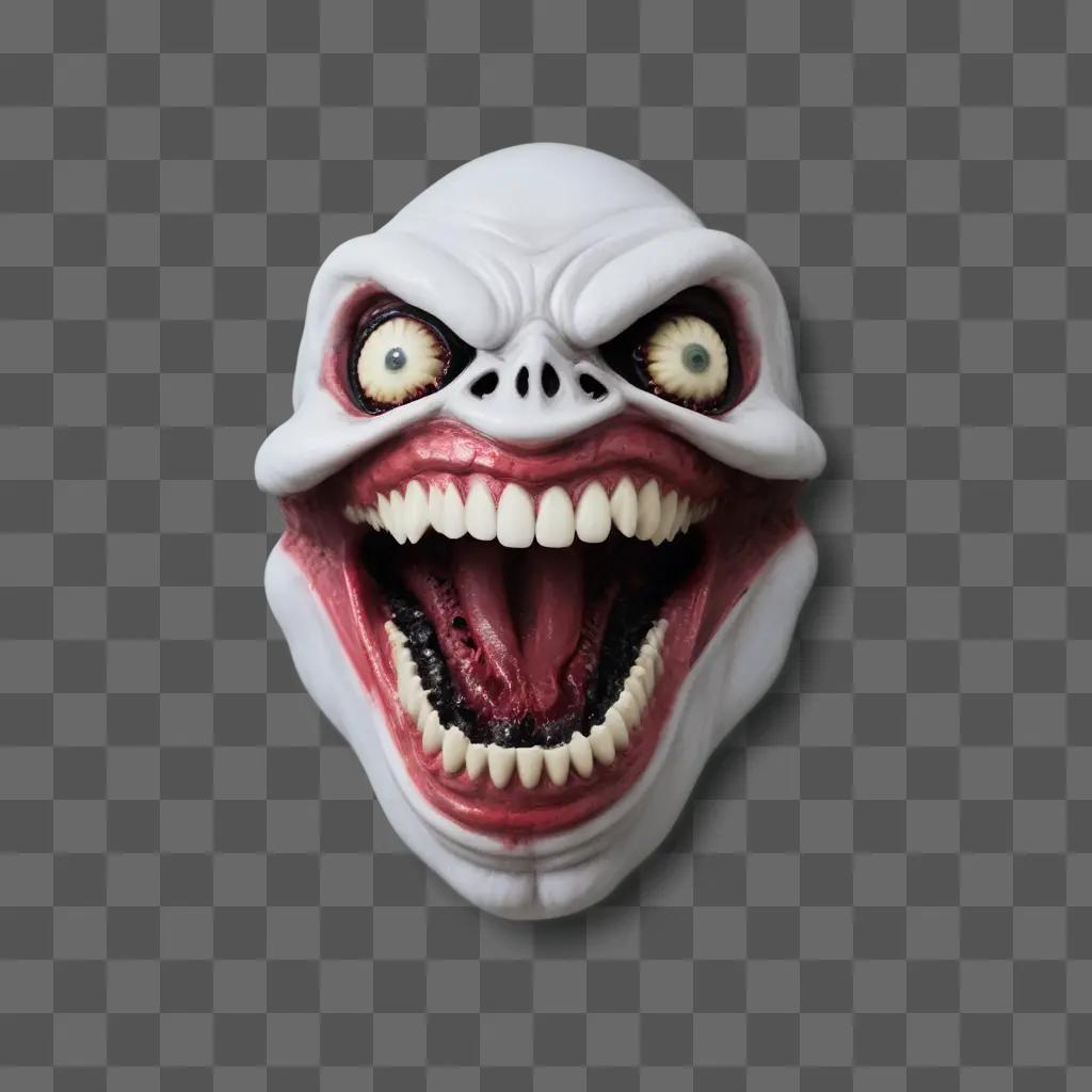 Horror mask with wide open mouth and evil eyes