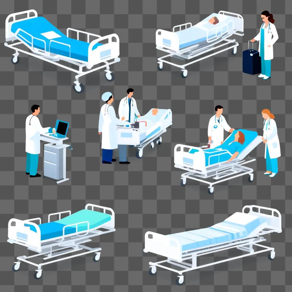 Hospitalization in a hospital with doctors and patients