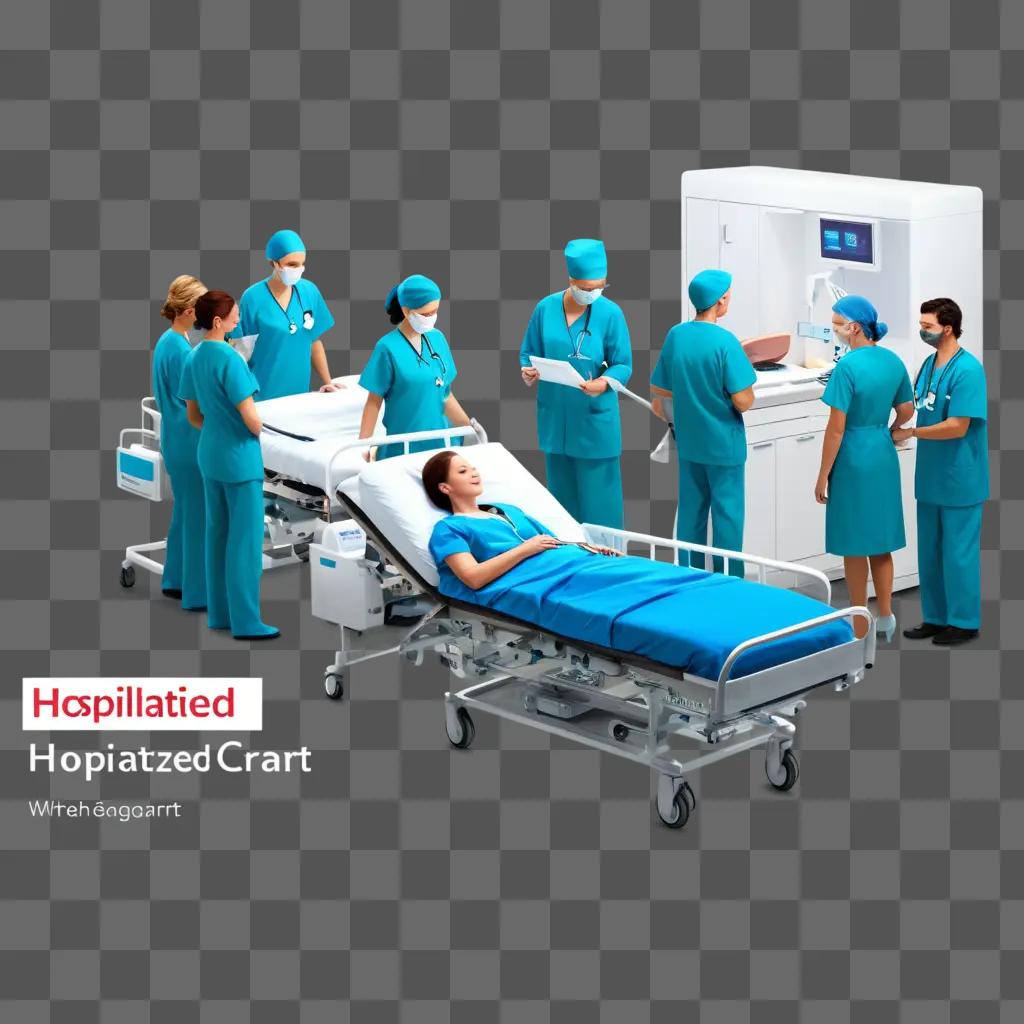 Hospitalized people in a blue bed