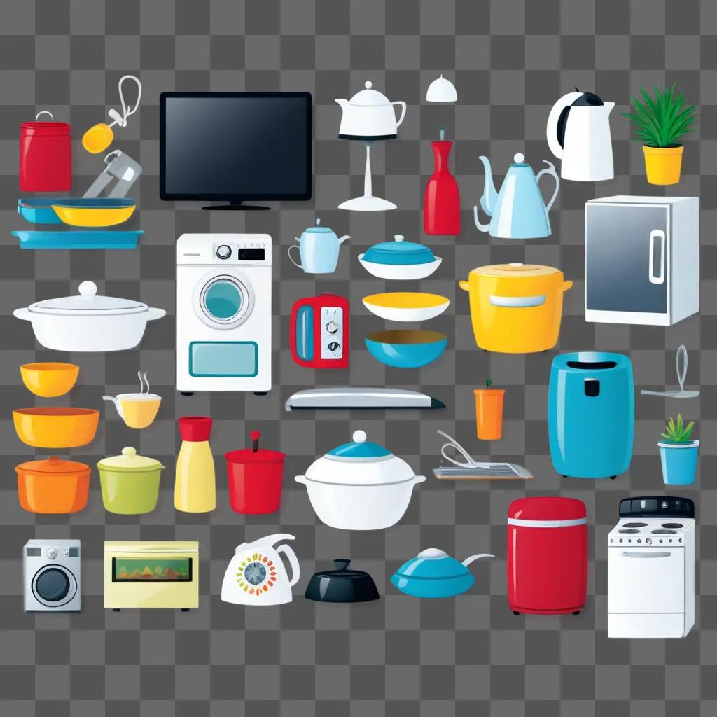 Household clipart featuring a variety of kitchen appliances