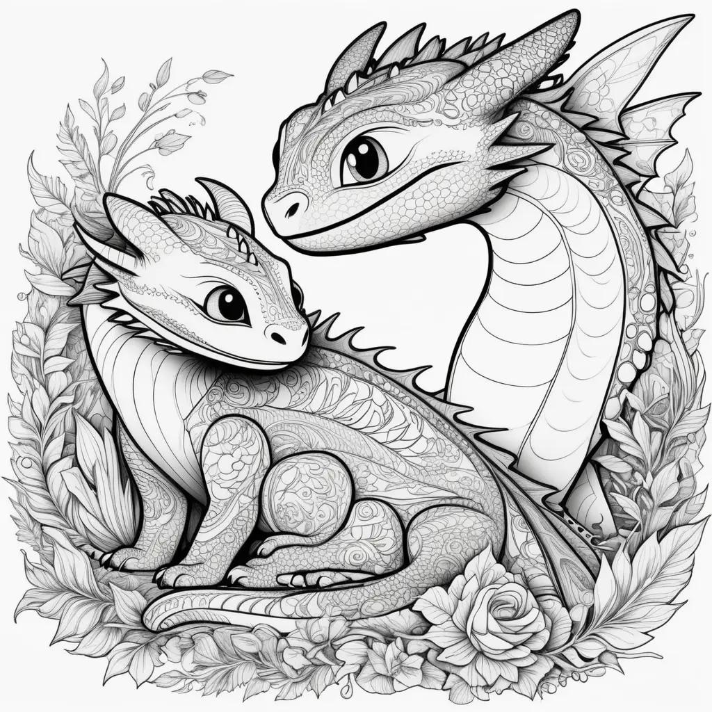 How to Train Your Dragon Coloring Pages Featuring Dragons and Flowers