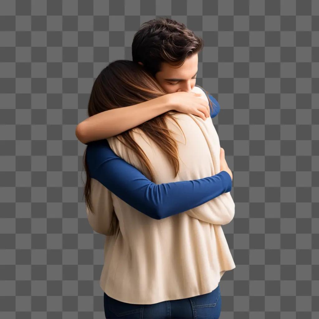 Hugging couples in blurry picture