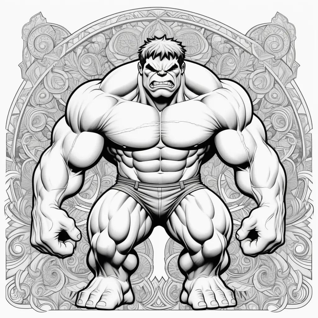 Hulk coloring page features a muscular figure