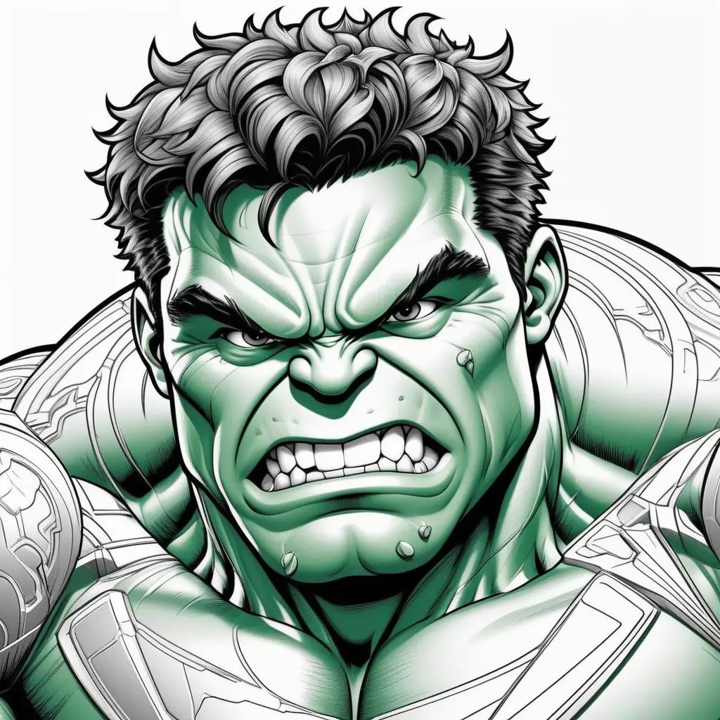 Hulk coloring page with black and white lines