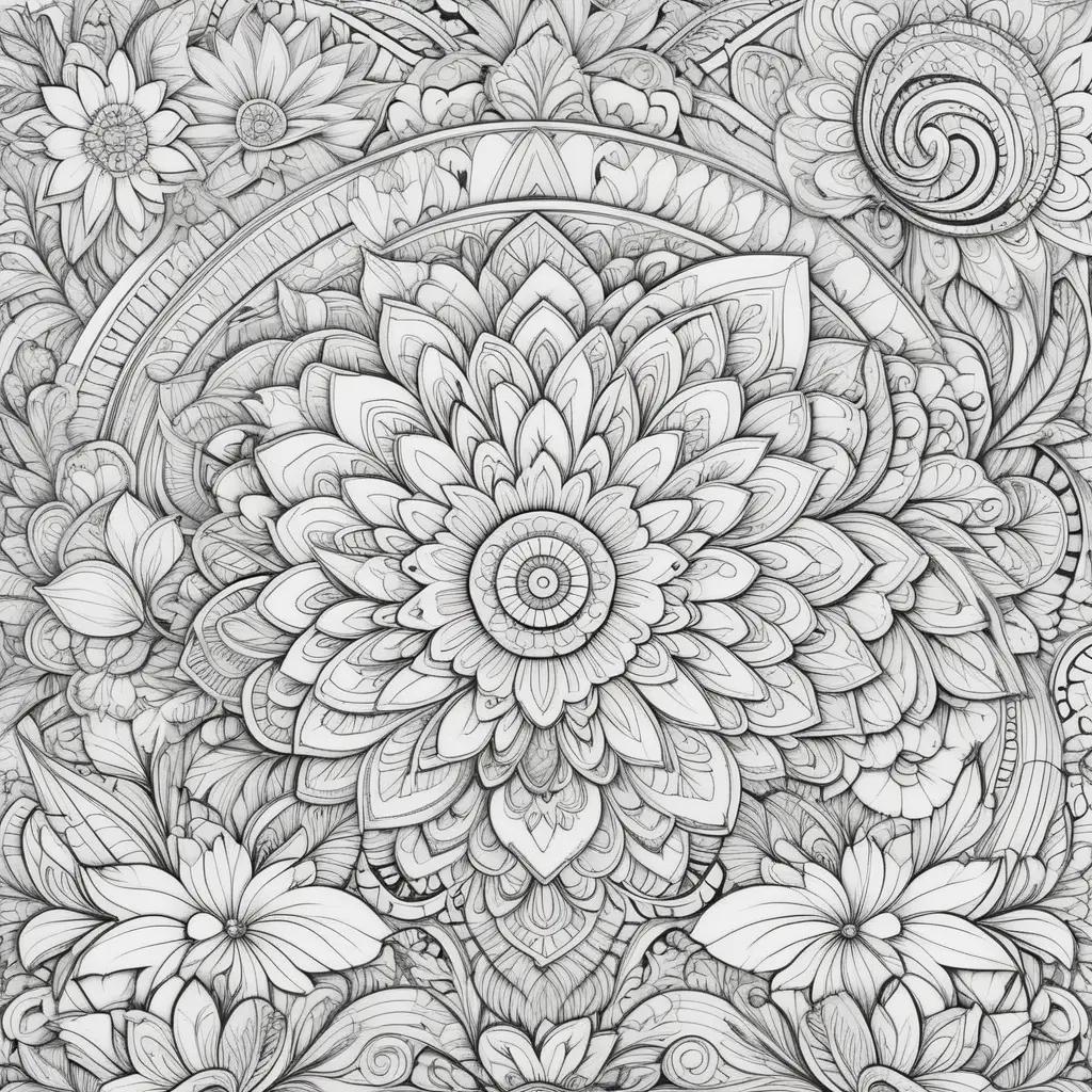 Humorously colored adult coloring pages of flowers