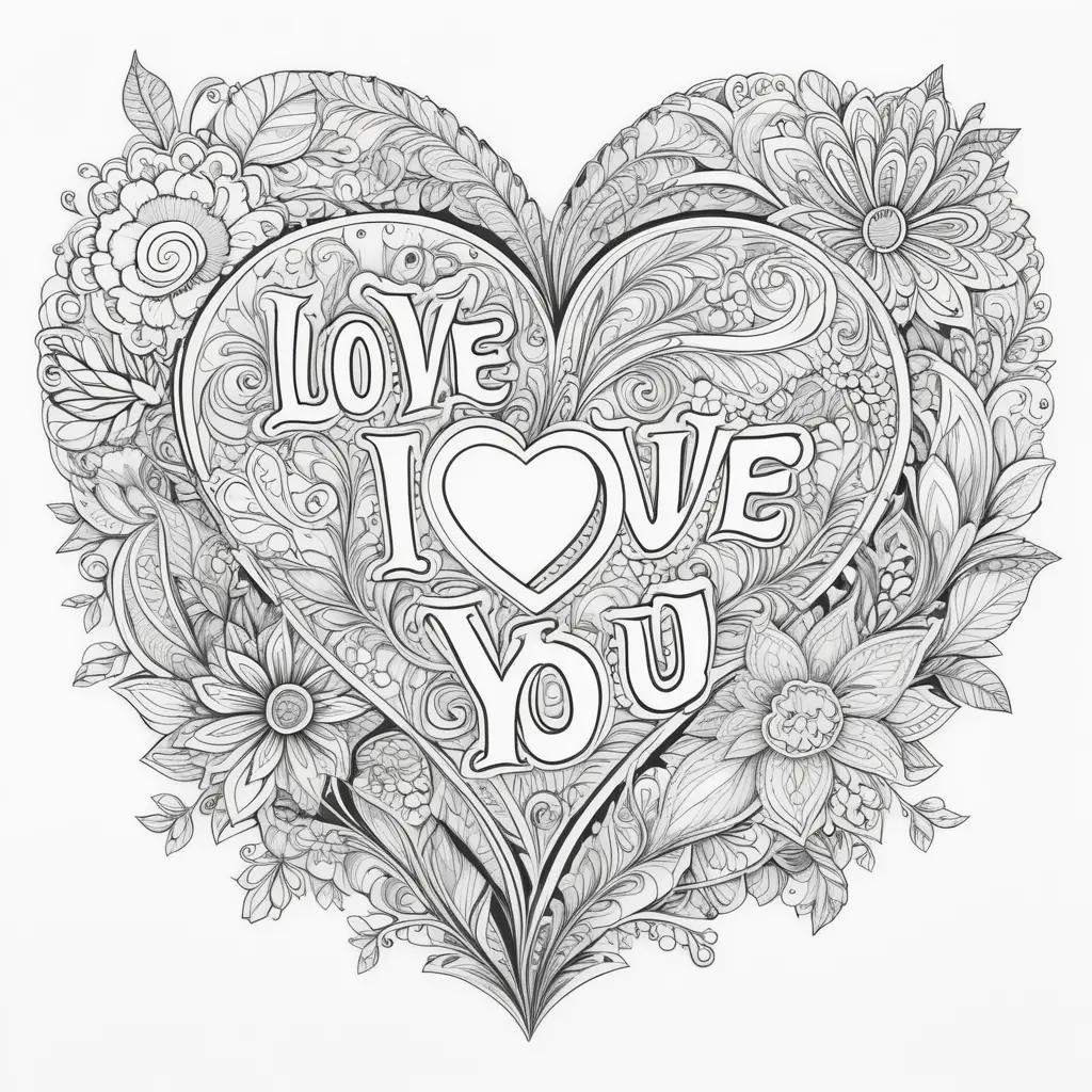 I Love You Coloring Pages with a Heart