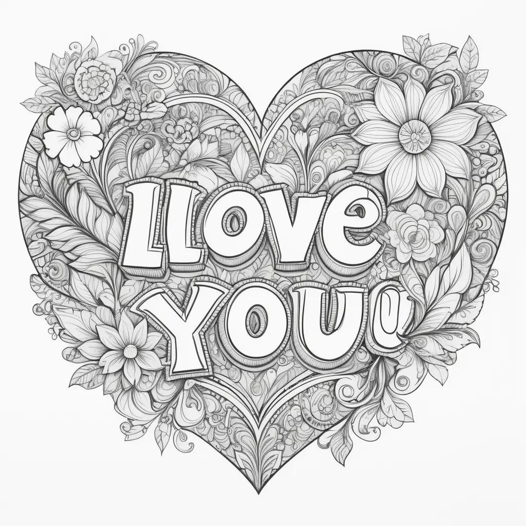 I love you coloring pages with flowers