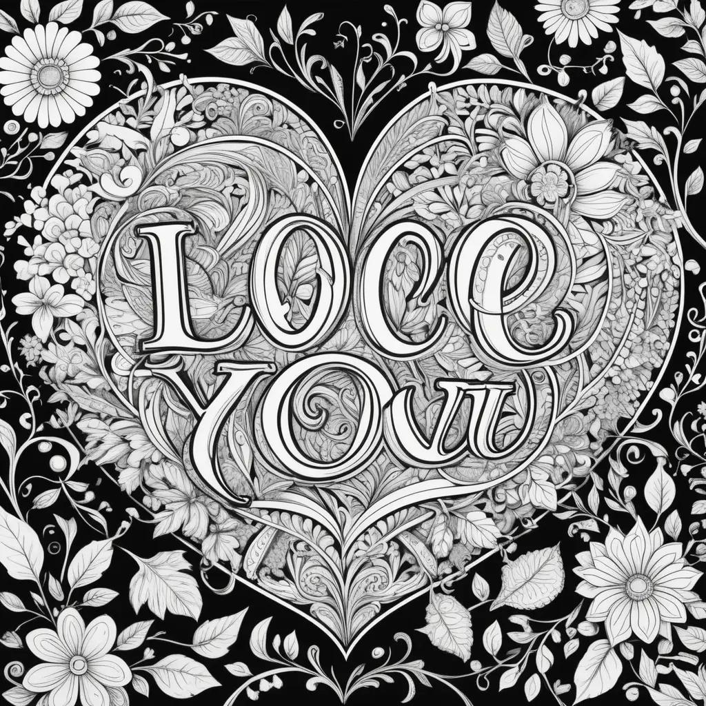 I love you coloring pages with flowers