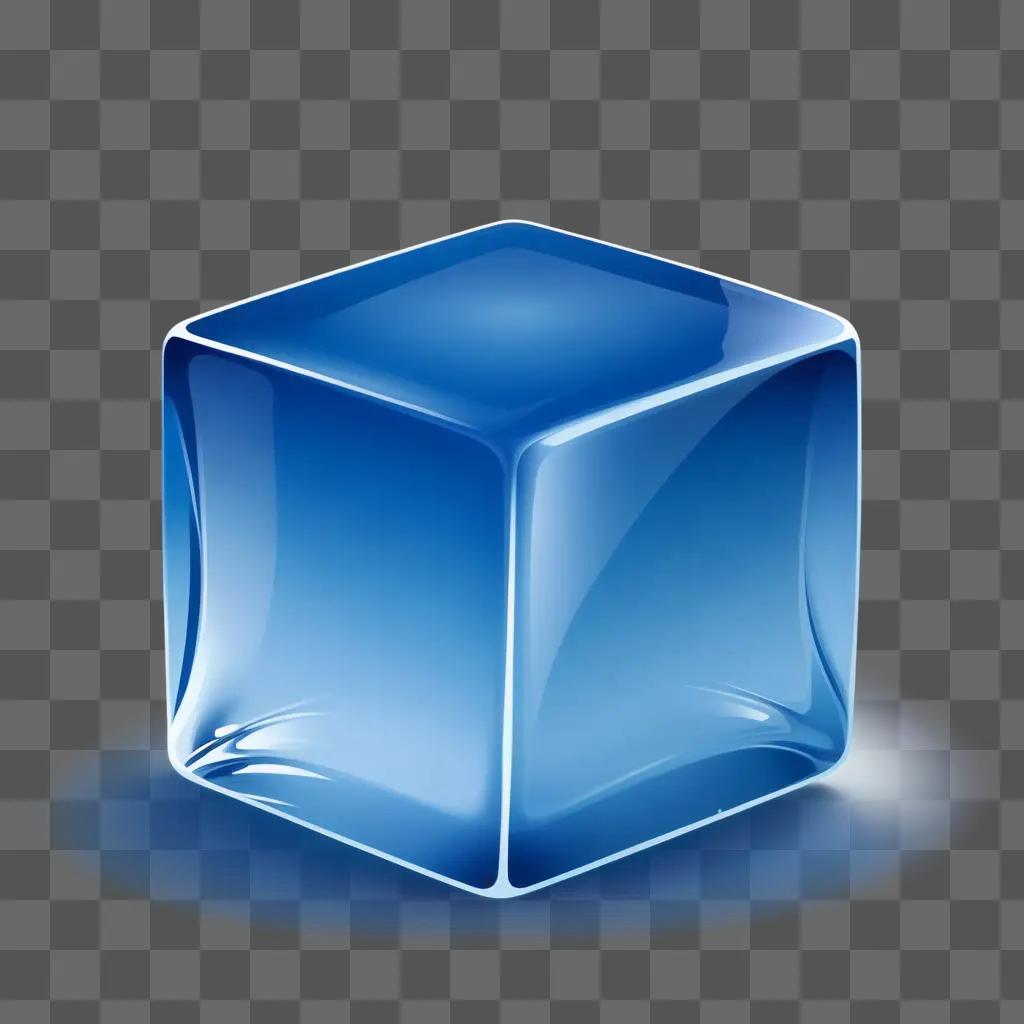 Ice cube against blue background in 3D