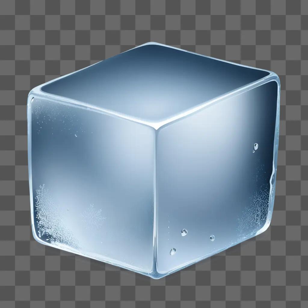 Ice cube clipart: A cube of ice with water droplets on it