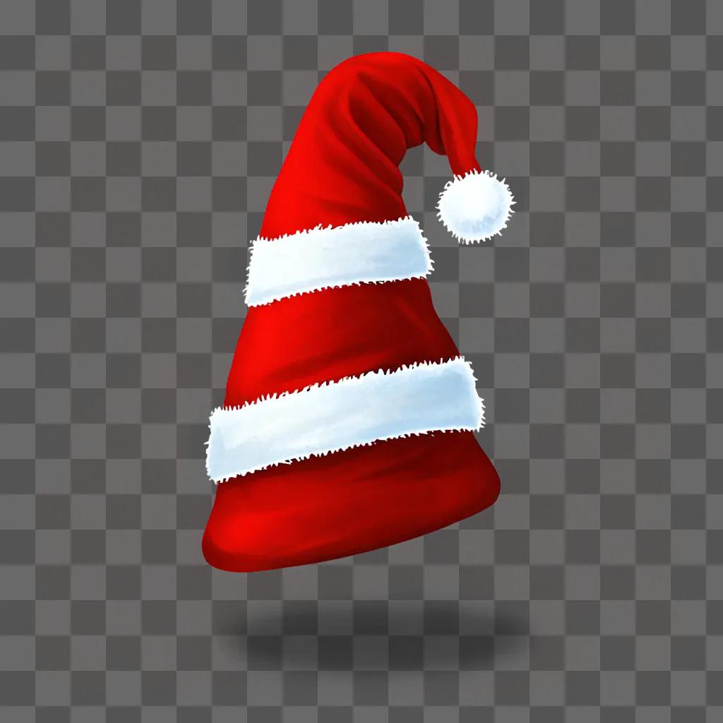 Illustrated Santa hat with white pom-pom