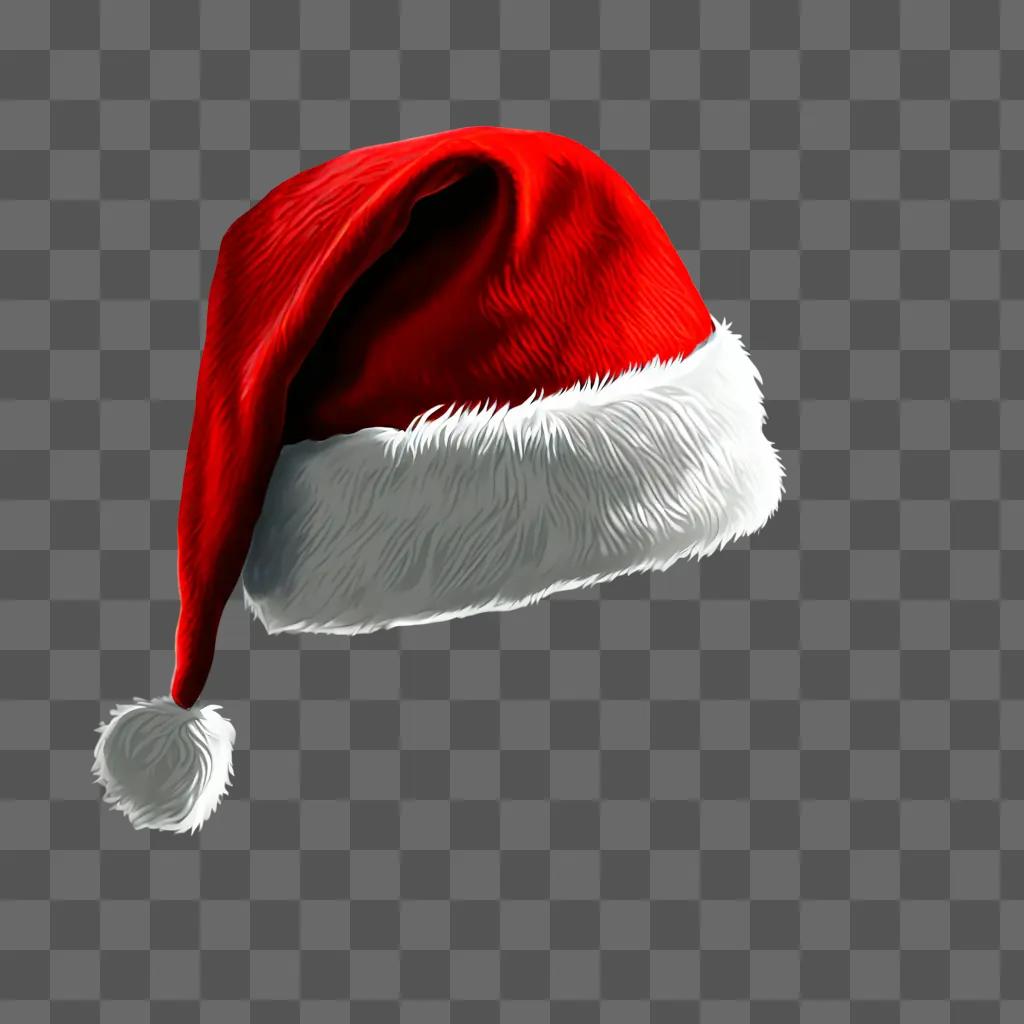 Illustrated santa hat on a red background