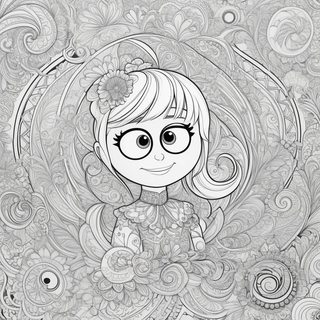 Inside Out Coloring Pages with Cartoon Character