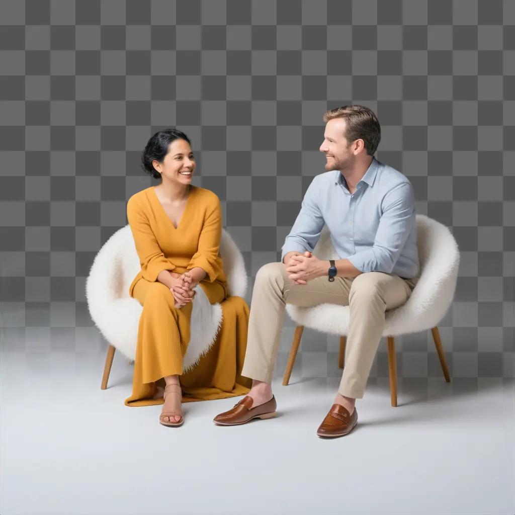 Interviews with people in white chairs