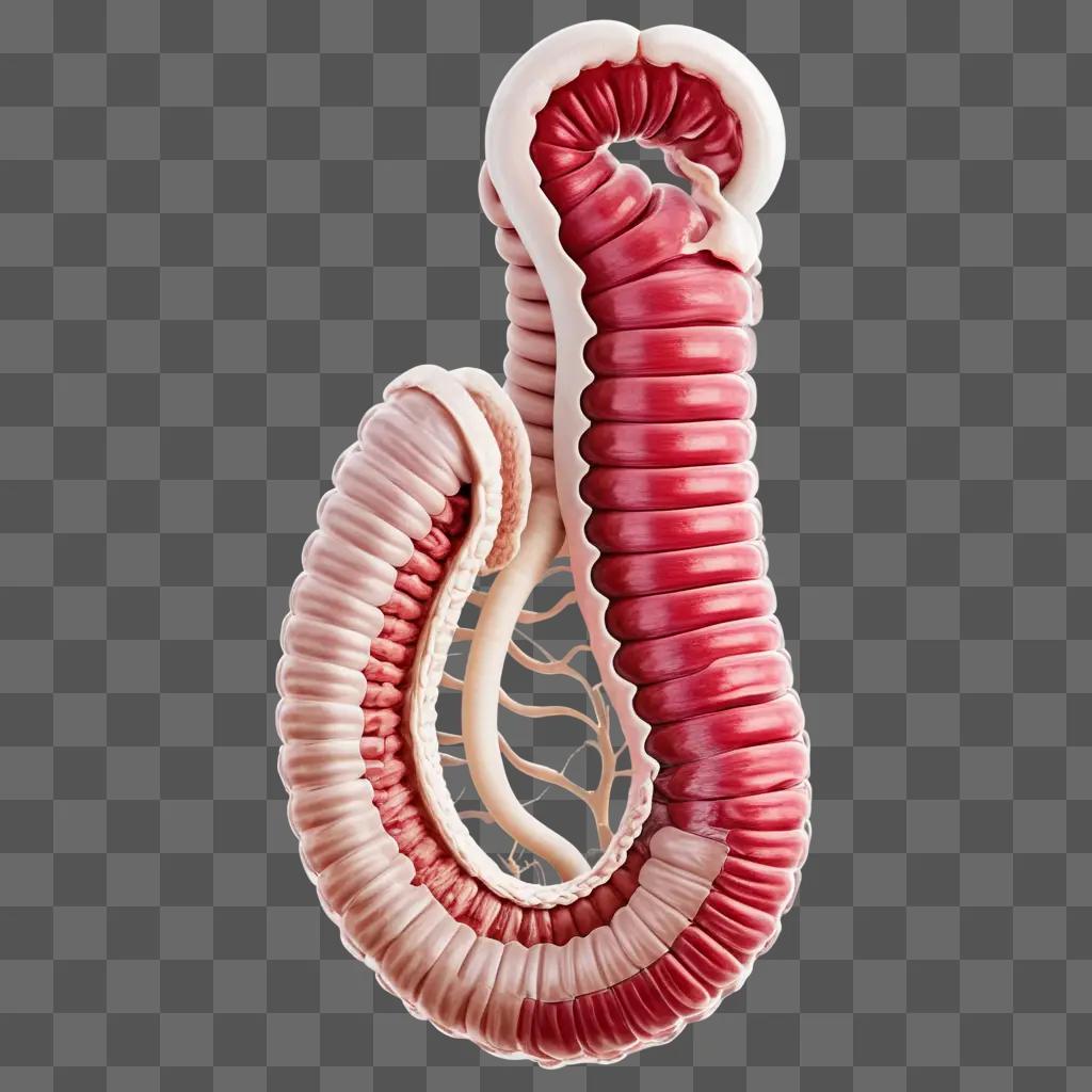 Intestines of a giant worm in a pink background