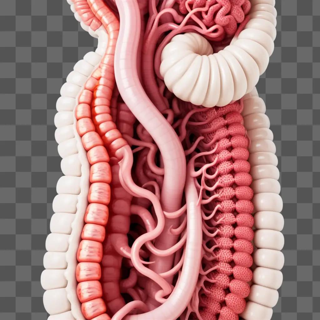 Intestines with a pink color