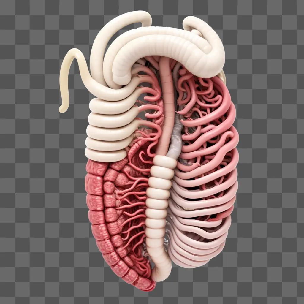 Intestines with tubes and coils inside