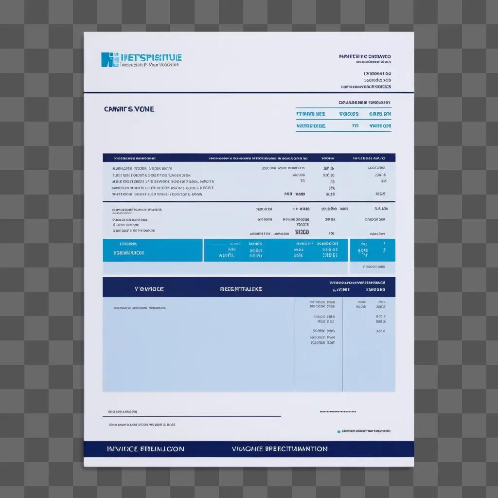 Invoice with logo and text in blue