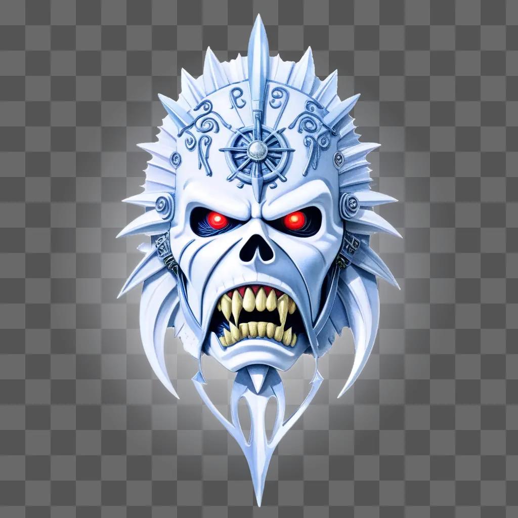 Iron Maiden skull face on white