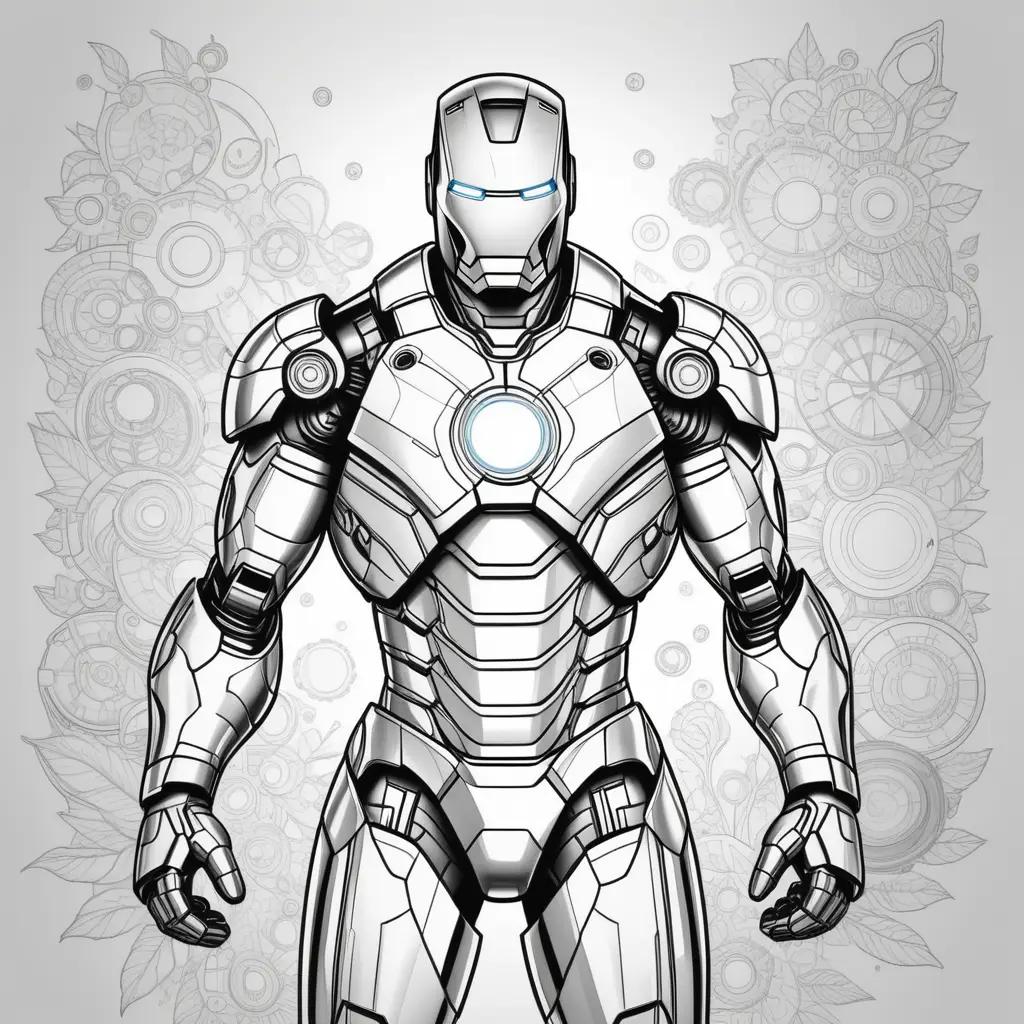 Iron Man Coloring Page with a Mechanical Suit