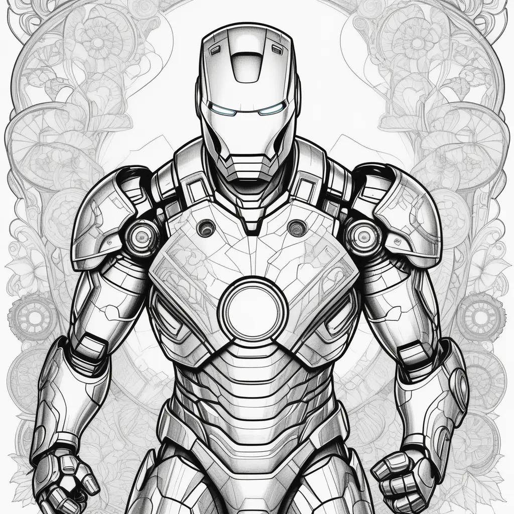 Iron Man coloring page featuring a man in a suit