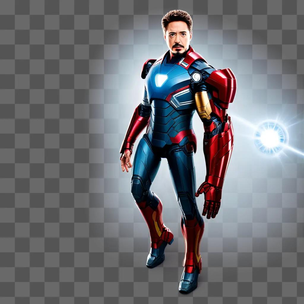 Iron Man in a blue and red suit