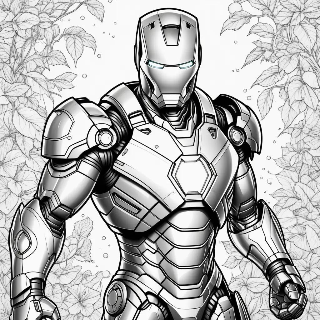 Ironman coloring page with black and white lines