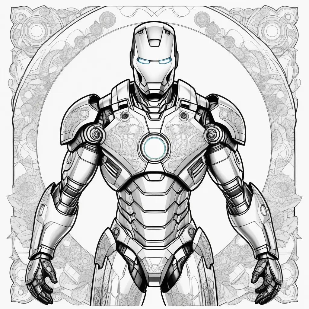 Ironman coloring page with blue eyes and white outline