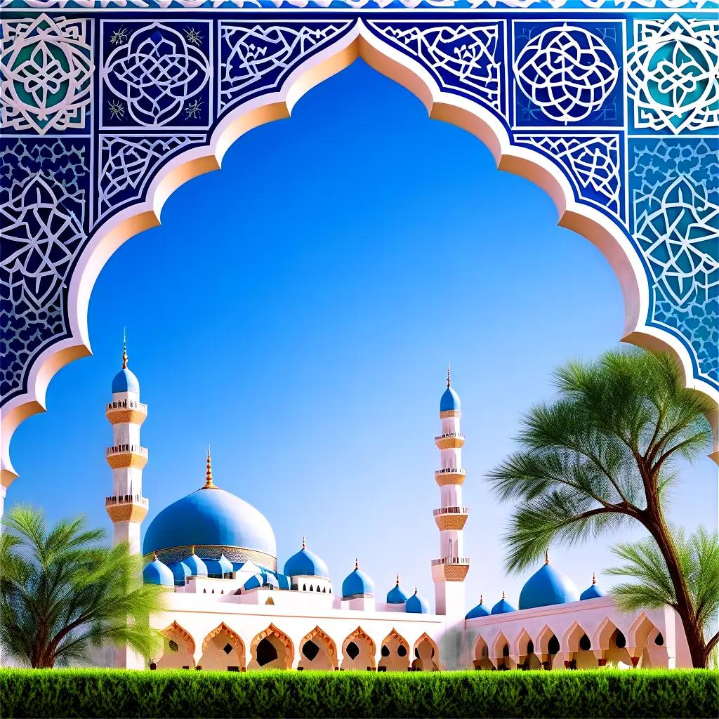 Islamic architecture and blue sky in a modern painting