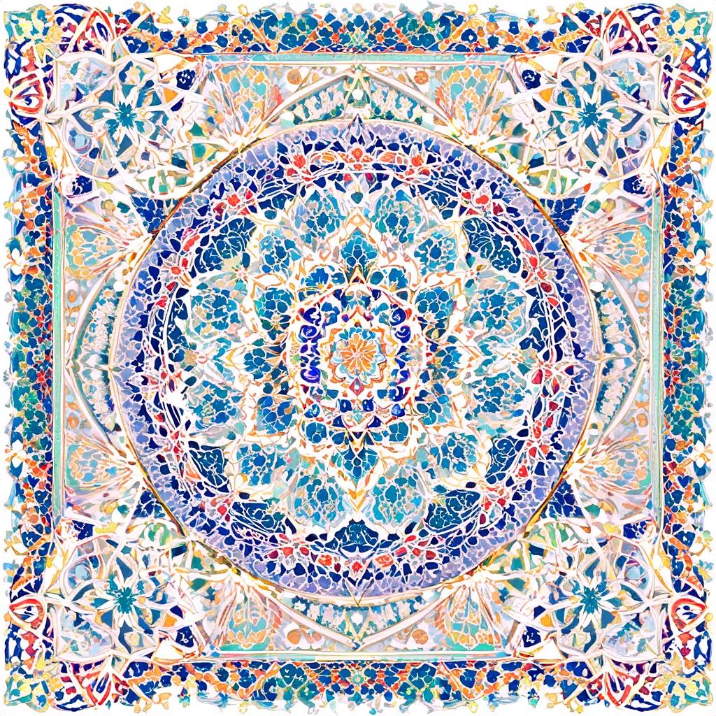 Islamic pattern design on square piece of paper