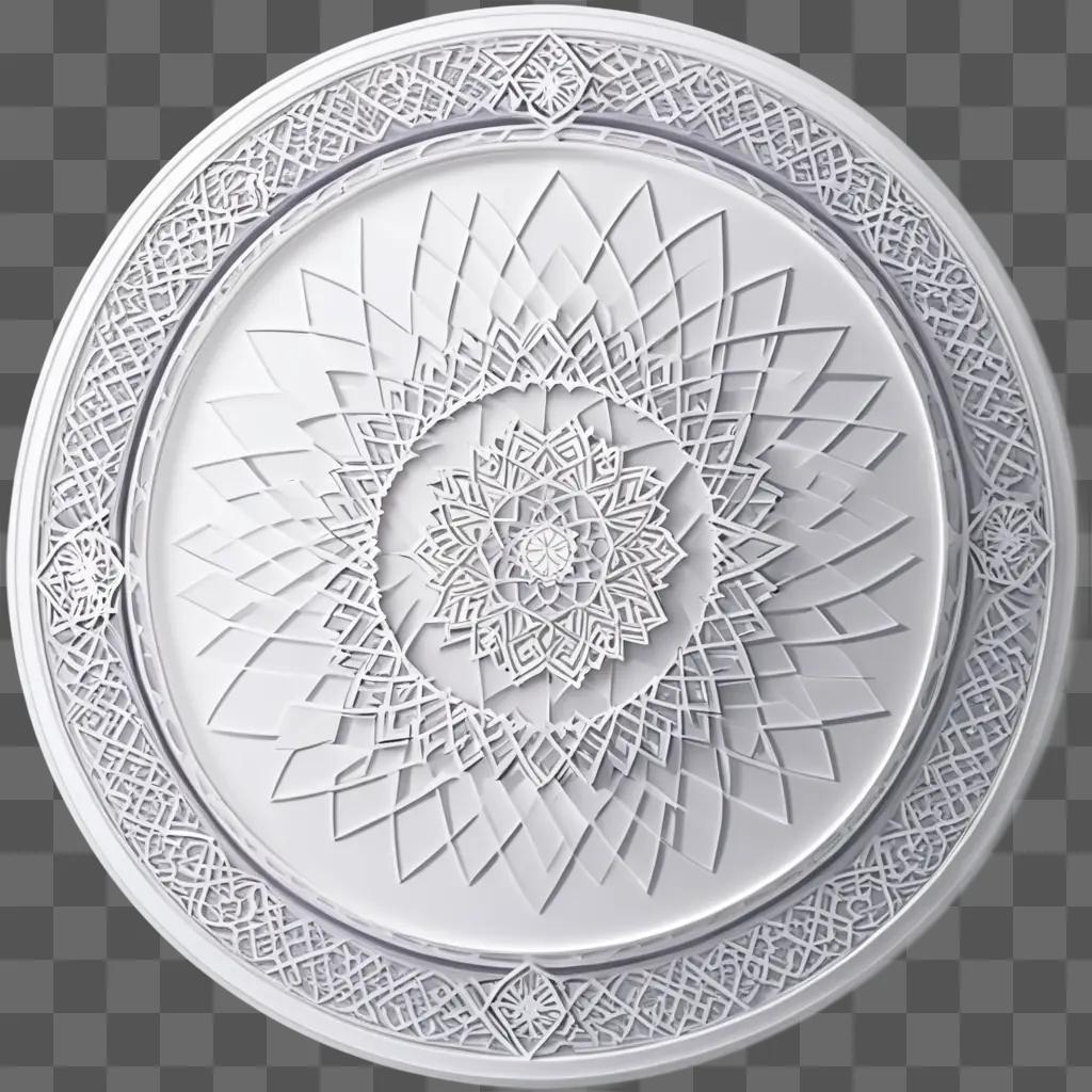 Islamic pattern on a white round plate