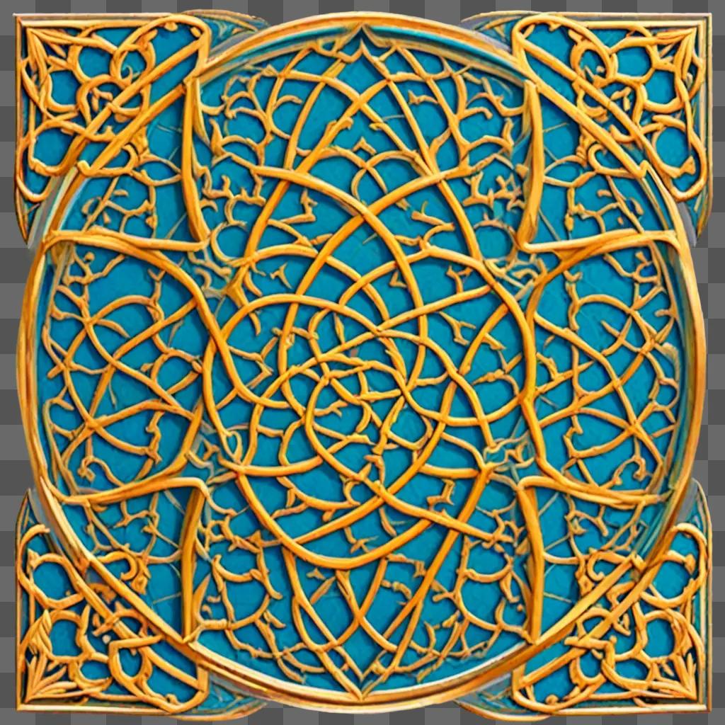 Islamic patterns on blue background