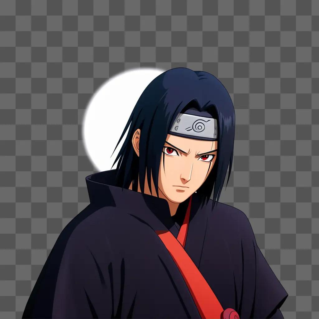 Itachi stands in front of the moon