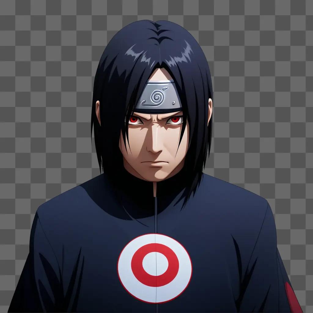 Itachi with a red target on his forehead