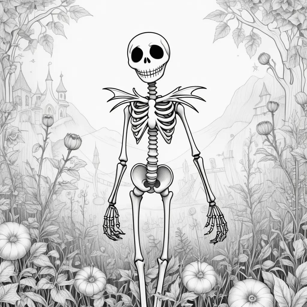 Jack Skeleton Coloring Pages in Black and White