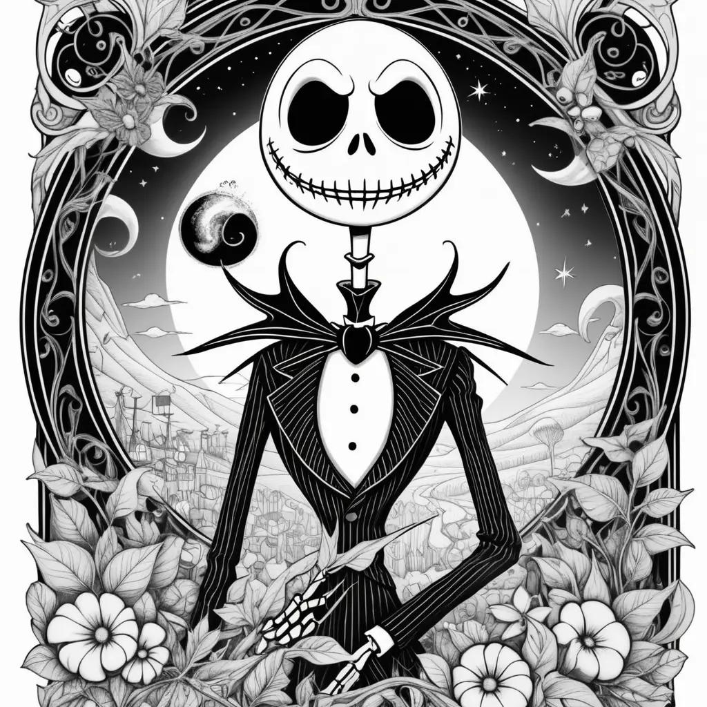 Jack Skellington coloring pages black and white