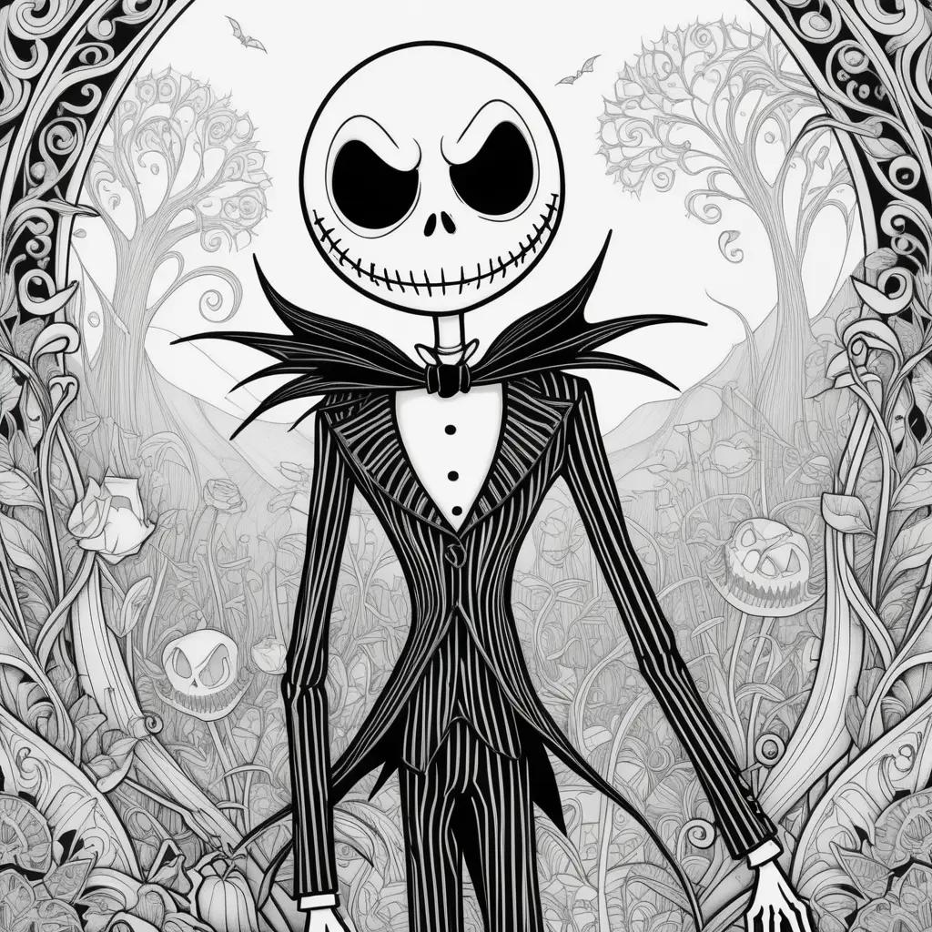 Jack Skellington coloring pages in black and white