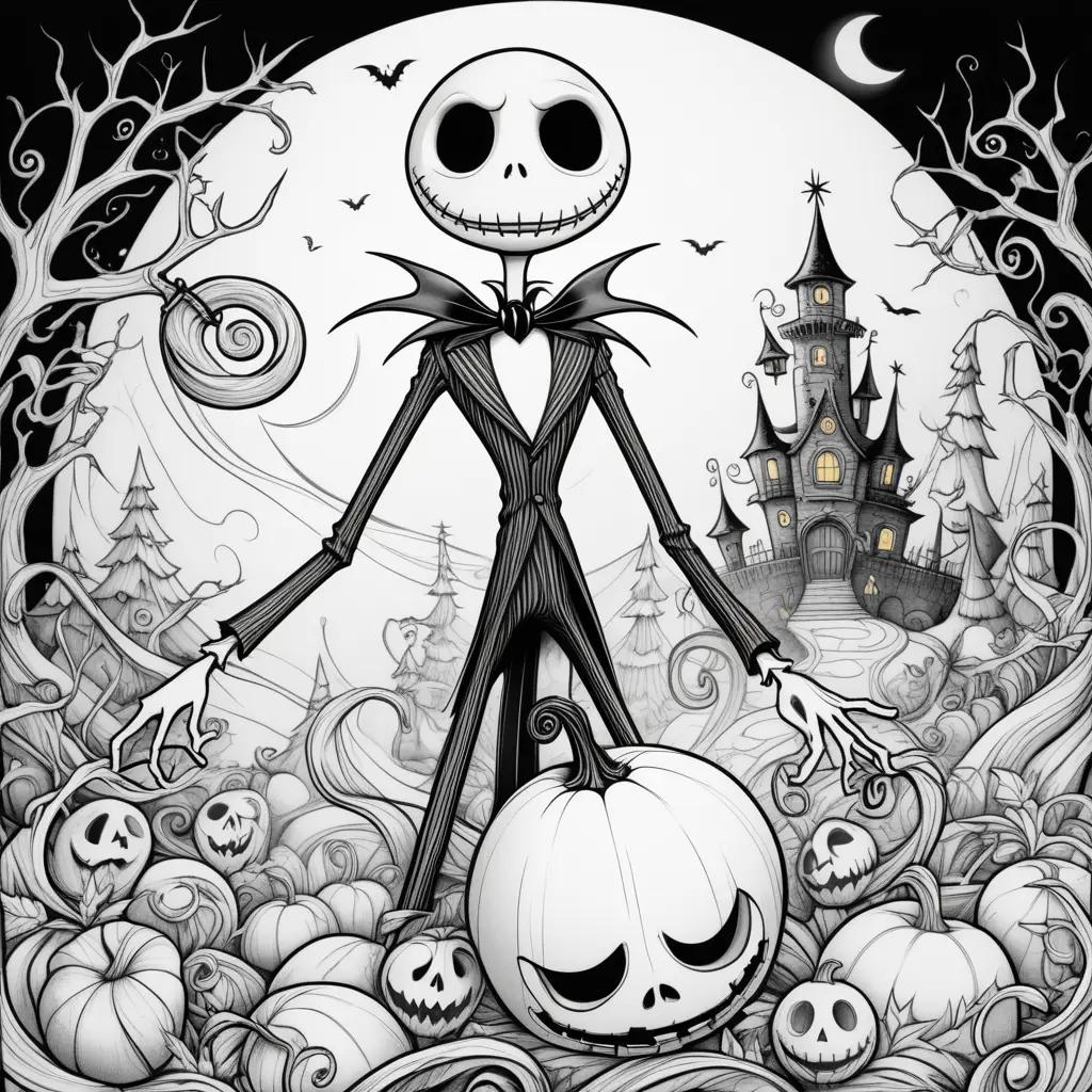 Jack Skellingtons Halloween House Coloring Page