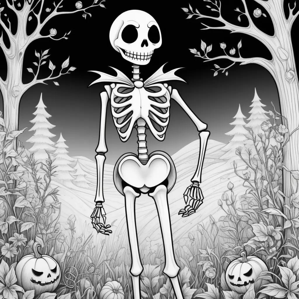 Jack-o-Lantern Skeleton Coloring Page