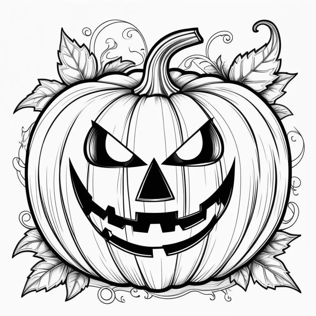 Jack o lantern coloring pages with scary face