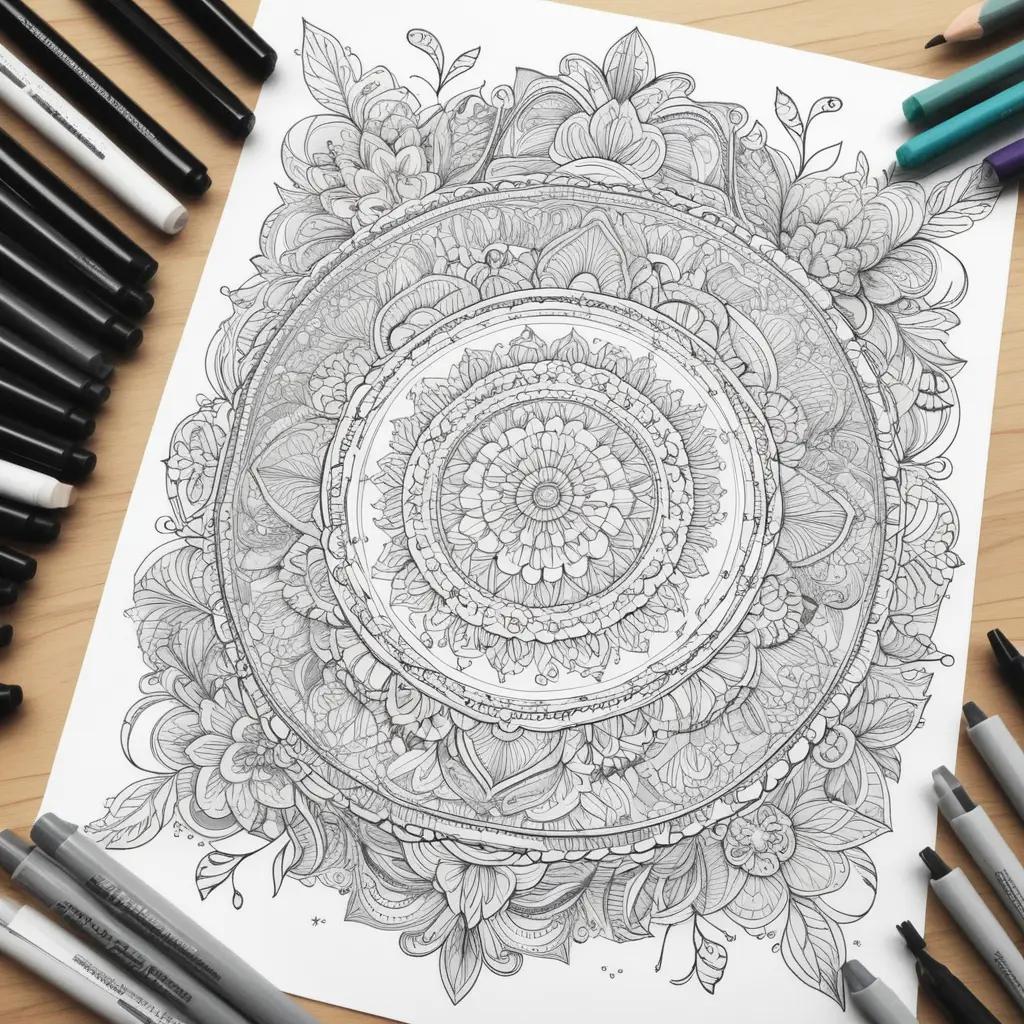 January Coloring Pages Featuring a Floral Design