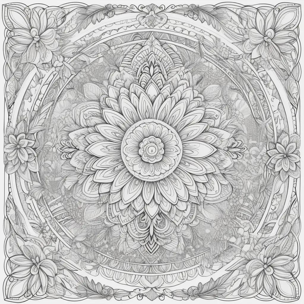 January Coloring Pages showcases a beautiful flower in black and white