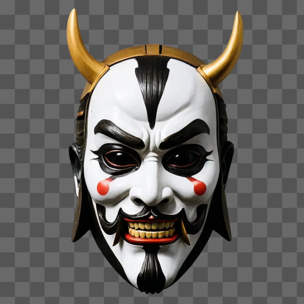 Japanese Samurai Mask with horns on the head