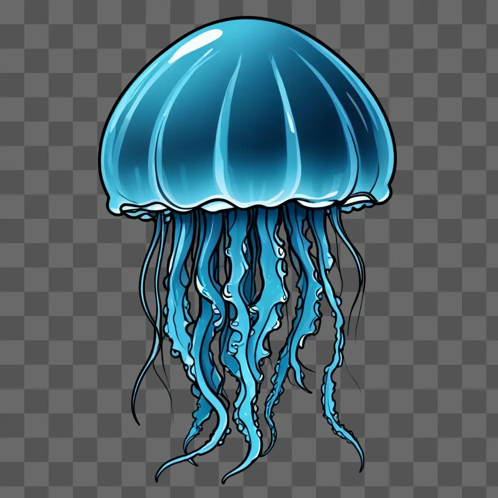 Jellyfish drawing on a dark blue background