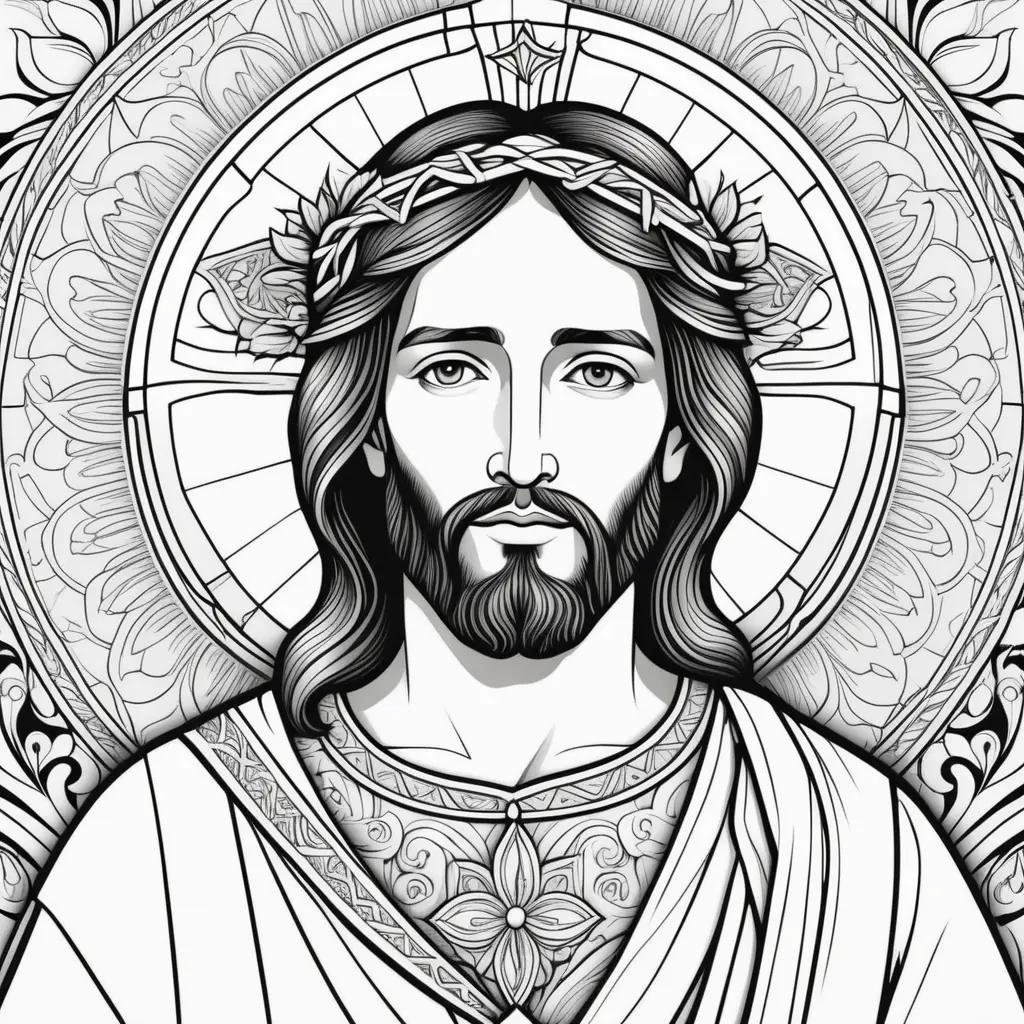 Jesus Coloring Pages with Black and White Design