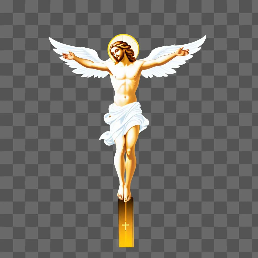 Jesus on cross with wings and cross