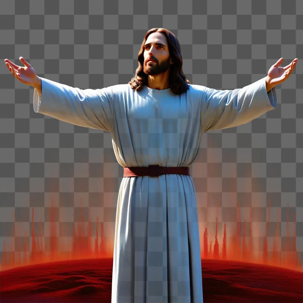 Jesus with open arms and blood of jesus