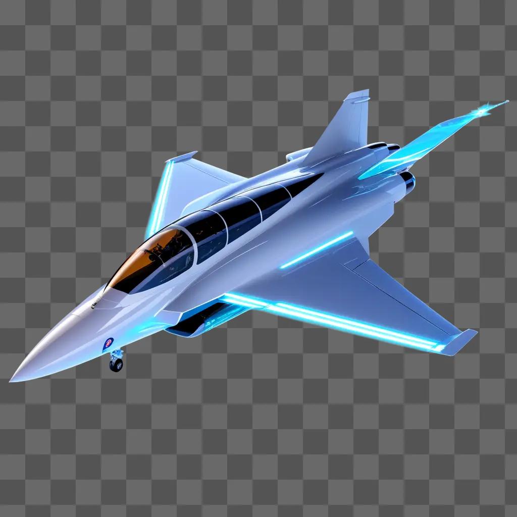 Jet with transparent body flying against a blue background